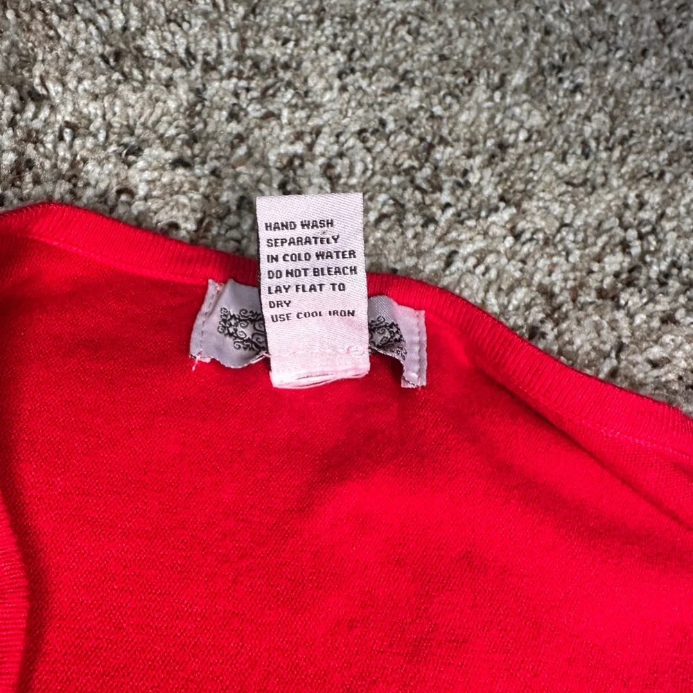 Oliver Holiday Red Sweater Black Sparkle Beads Size 2X Soft And‎ Cozy